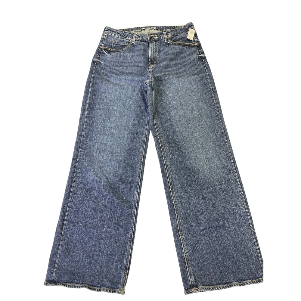 NEW Old Navy Extra High-Rise Wide-Leg Jeans 14 Medium Wash Blue Denim Straight